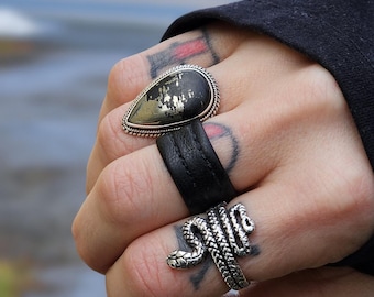 BAD BOYFRIEND mini black vegan leather unisex statement ring