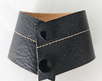MISS MISERY upcycled black faux leather pointy bracelet