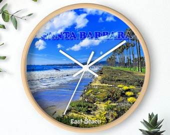 Santa Barbara Beach Wall Clock, Beach Home Decor, Housewarming Gift, Wall Decor for Beach Lovers, Clock for Santa Barbara Lover, Wall Clock