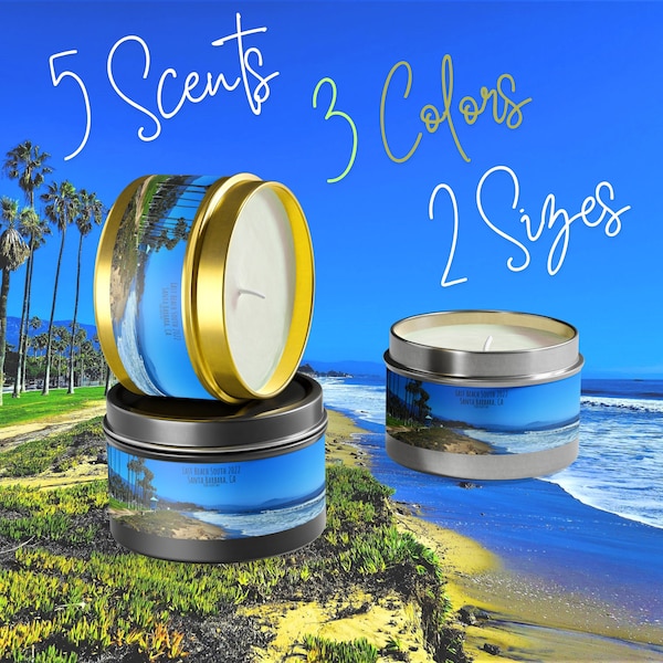 Santa Barbara Beach Scented Tin Candles, Romantic Gift for Your Significant Other, Wedding Gift, Bridesmaid Gift, Anniversary Gift, Mom Gift