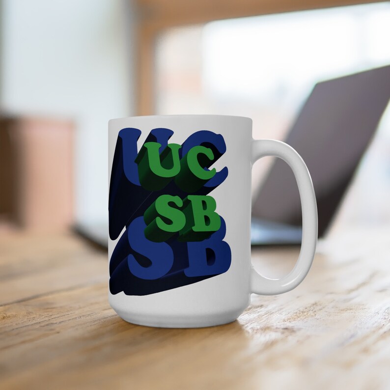 U C Santa Barbara 11 or 15oz Coffee Mug, UCSB Logo Mug in Black or