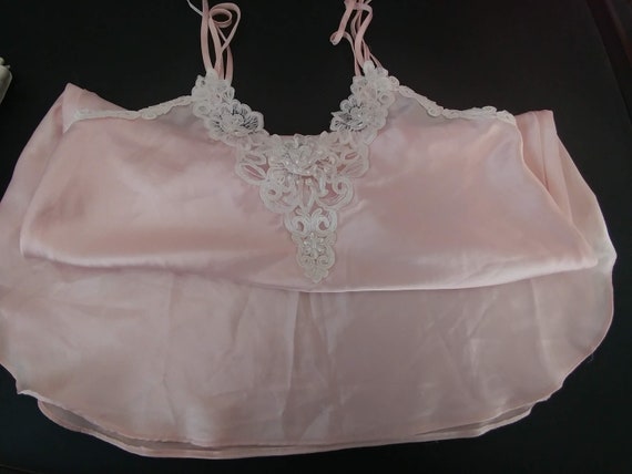 Nightgown- Slip Style in Pink with Venice Applique - image 8