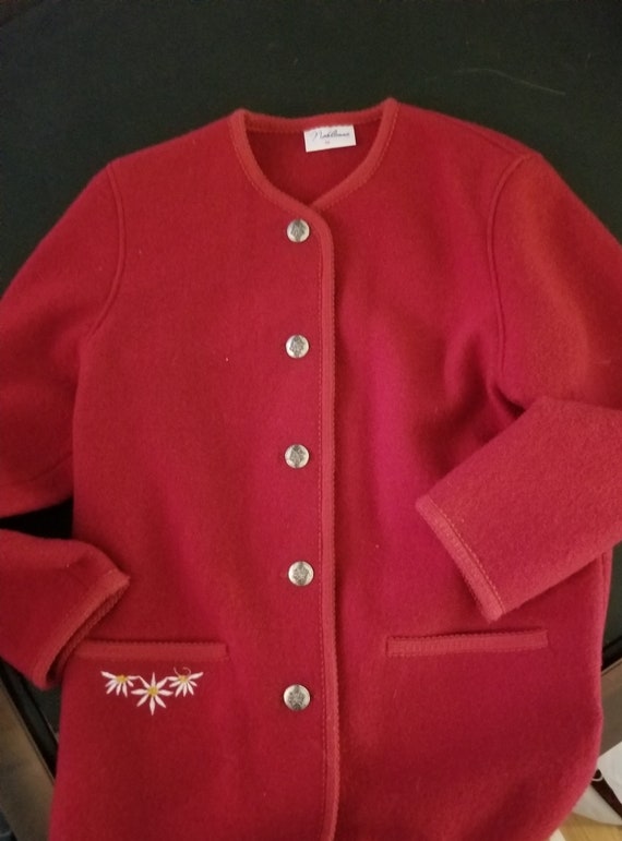 Vintage Jacket- Red Boiled Wool - Large