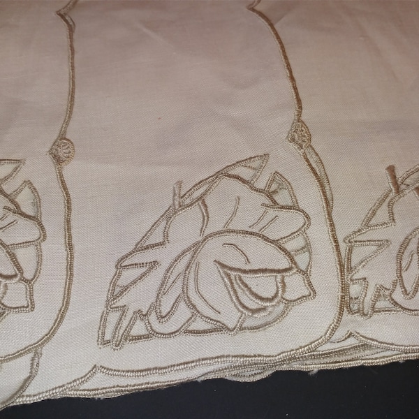 Vintage Placemats - Beautiful Ecru with Embroidery, Cut-Work