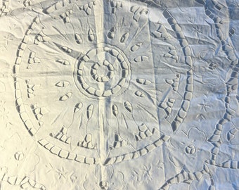 Vintage Tablecloth - Cotton Square Tablecloth Embroidery & Cutwork