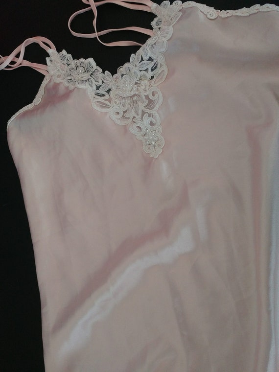Nightgown- Slip Style in Pink with Venice Applique - image 9