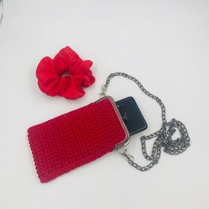 Mobile phone bag set with silk scrunchies/ bag for hanging/ vintage style bag/ handmade crossbody mobile phone bag/ gift for her