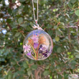 Real flowers necklace, Fairy necklace 925 sterling silver, Butterfly necklace, Woodland necklace, Moss necklace