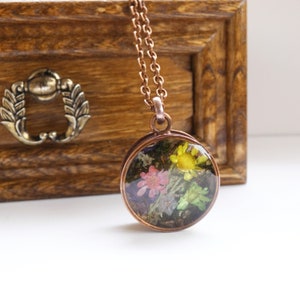 Тwo seided necklace Pressed flowers necklace Moss necklace Woodland necklace Forest Terrarium jewelry