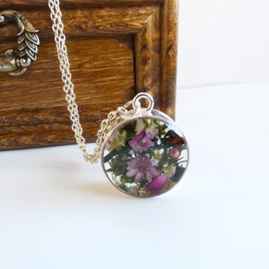 Woodland necklace, Real forest necklace, Terrarium necklace, Two sided necklace