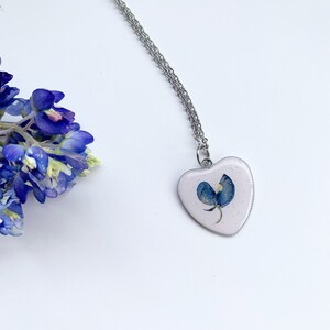 Texas heart necklace Bluebonnet necklace Texas Bluebonnet jewelry