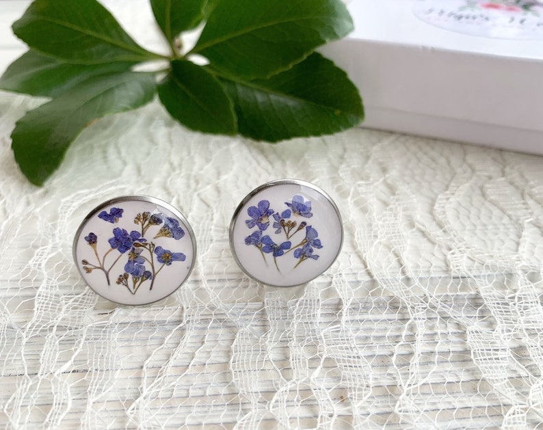 Floral cuff links Wedding gift for groom Forget me not cuff links