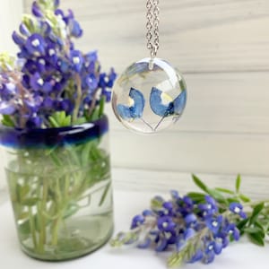 Texas Bluebonnet crystal clear necklace