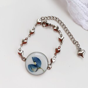 Bracelet with real Texas Bluebonnet, Bluebonnet jewelry, Texas keepsake, Texas jewelry, Bluebonnet charm, Something blue