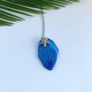 Real Orchid Necklace Exotic Necklace Blue Necklace Turtle necklace Starfish necklace