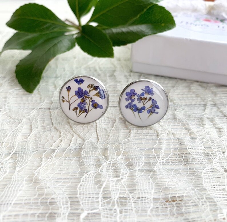 Floral cuff links Wedding gift for groom Forget me not cuff links
