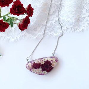 Real roses necklace, Real rose petals, Ozothamnus necklace, Roses jewelry, Wedding necklace