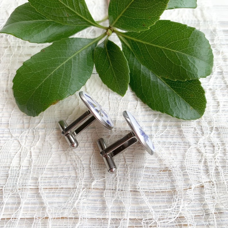 Floral cuff links Wedding gift for groom Forget me not cuff links