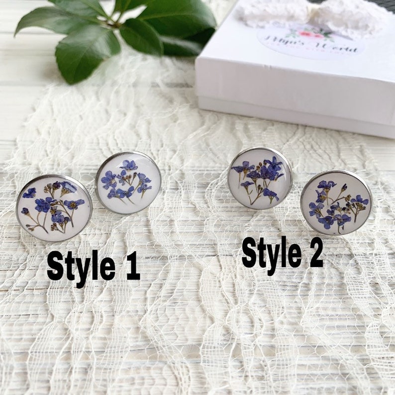 Floral cuff links Wedding gift for groom Forget me not cuff links