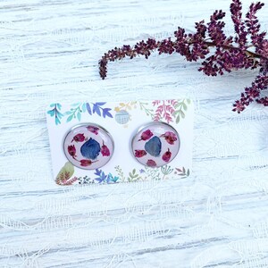 Heather earrings Heather studs Botanical jewelry Flower jewelry Bluebonnet earrings Bluebonnet jewelry