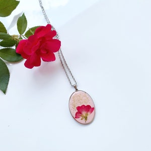 Romantic rose necklace Real rose necklace Botanical necklace Rose jewelry