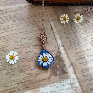 Real daisy jewelry, Real flowers neckloace, Summer necklace, Boho jewelry