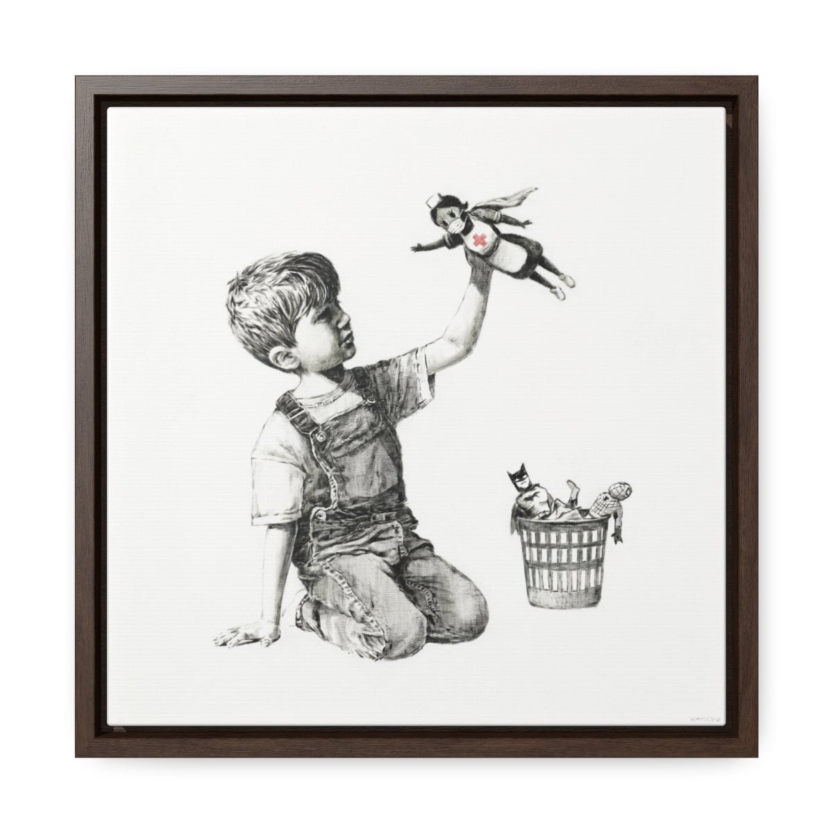 Banksy Game Changer - Framed Canvas - Honoring Nurses and
