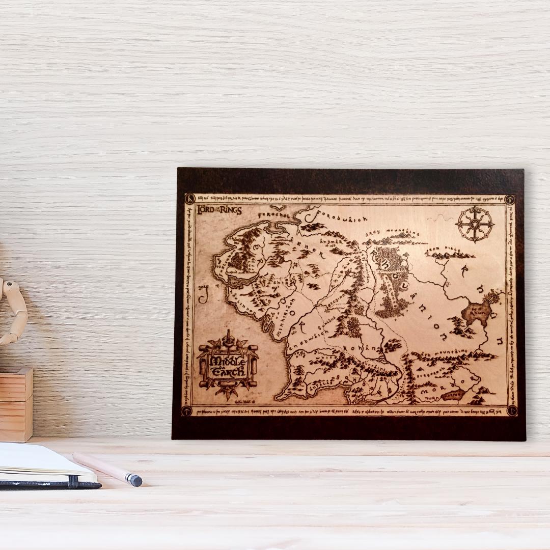 Wood Burned Middle Earth Map - Etsy