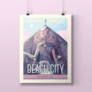 Póster retro de parque urbano de playa [tamaño postal, 12 x 16 y 18 x 24]