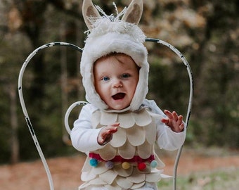 Baby Halloween Llama Costume outfit with a headband Baby Llama costume Llama animal headband halloween Llama bodysuit