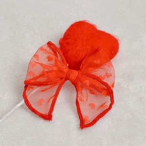 Cute Valentines bows - Heart bow - Girl Bow - Baby valentines bow - Headband bow - Toddler bow - Trendy Hair Clip - Hand-tie bow - Neutral