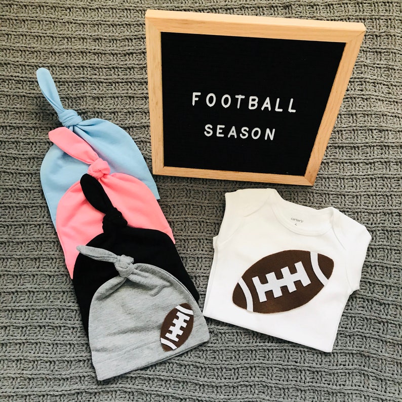 Baby First Football season Baby football hat Knot hat First Game Baby Boy Knot Baby Girl Knot Hat Newborn Football Knot Hat