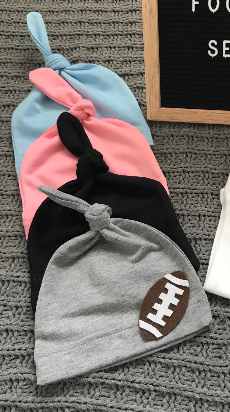 Baby First Football season Baby football hat Knot hat First Game Baby Boy Knot Baby Girl Knot Hat Newborn Football Knot Hat