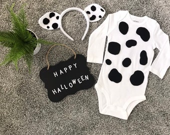 Baby Boy Halloween Dalmatian Dog Costume outfit with headband baby costume baby bodysuit baby picture baby photo prop baby bodysuit