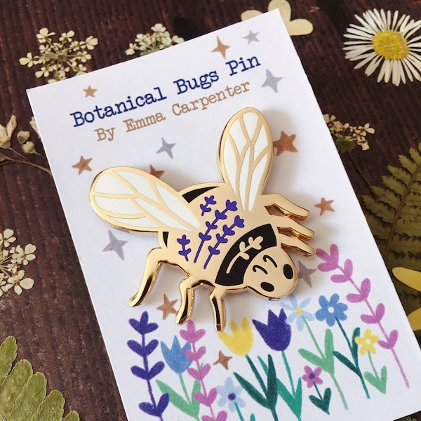 Botanical Bee Pin / Hard Enamel Pin / Bumblebee / Honey Bee / Floral Bugs Insect / Gift For Bee Lovers / Gardener / Cute Pin