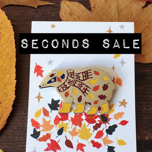 SECONDS SALE Badger In Boots Enamel Pin / Woodland Animal Pin / Cosy Season Autumn Fall / Christmas Holiday / Stocking Filler / Badger Pin