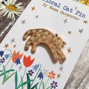 Daisy Cat Enamel Pin / Cat Badge / Floral Cat Pin / Gift For Cat Lovers image 9