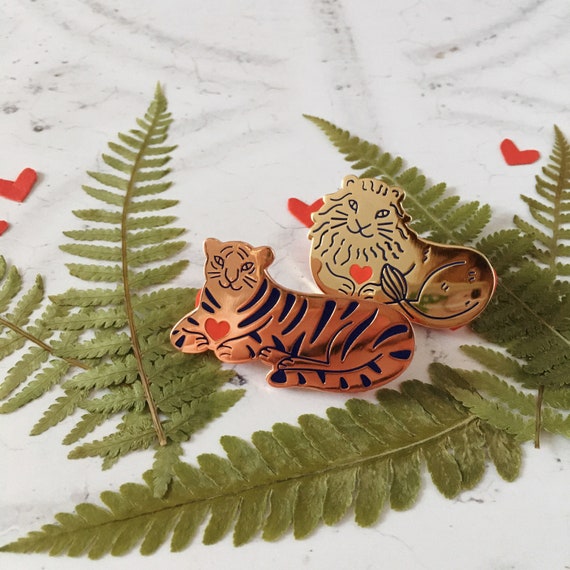 Lot De 2 Broches Tigre - Occasion, Vintage - Pour Accessoiriser Tes Vêtements Ou Sacs