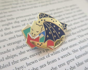 Book Dragon Enamel Pin / Gift For Readers / Bookish Fantasy Pin Badge