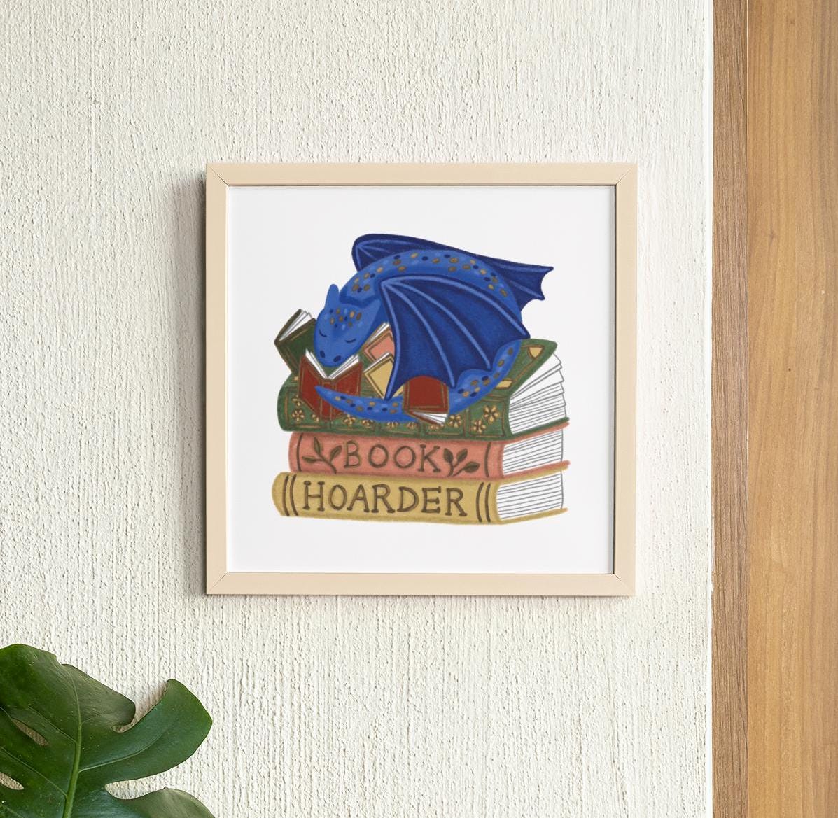 Dragon Book Hoarder Art Print - Giclee Print - Bookish Gift Fantasy Reader - Wall Art For Living Room, Library, Bedroom