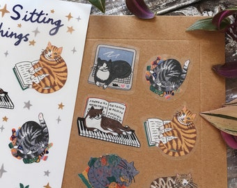 Cats Sitting On Things Sticker Sheet / Cat Stickers / Cat Sticker Sheet