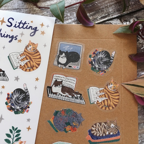 Cats Sitting On Things Sticker Sheet / Cat Stickers / Cat Sticker Sheet