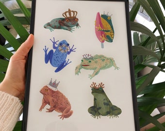 Royal Frogs & Toads Art Print - Giclee Print - Frog Wall Art - For Living Room, Library, Bedroom