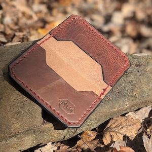 Cartera de cuero - Cartera de bolsillo frontal - Cuero marrón - EDICIÓN ESPECIAL Panel de bisonte único