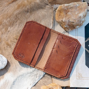 Cartera de cuero - Cartera de comerciante - Bronceado inglés - Hecha a mano
