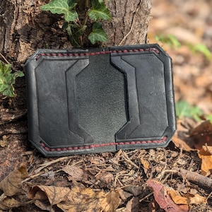Cartera de cuero - Cartera de bolsillo frontal - Dublín negro - Hecha a mano