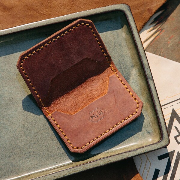 Leather Wallet -Front Pocket Wallet - Red Leather-Handmade