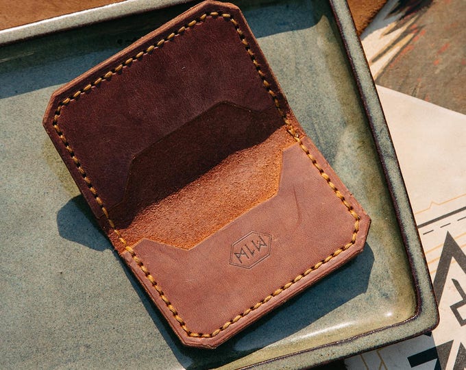 Leather Wallet -Front Pocket Wallet - Red Leather-Handmade