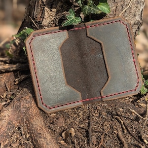 Cartera de cuero - Cartera de bolsillo frontal - Cuero grueso engrasado