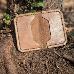 Cartera de cuero - Cartera de bolsillo frontal - Piel de ciervo - Hecha a mano